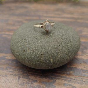 Vintage Sterling Silver Etruscan Moonstone Ring